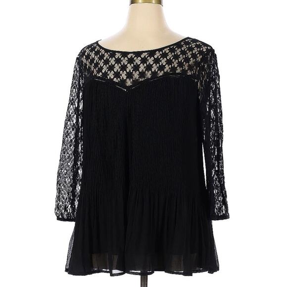 Adiva Black Lace Mesh Dark Romance Goth Witchy Victorian Blouse Plus Size 1X - Picture 1 of 3
